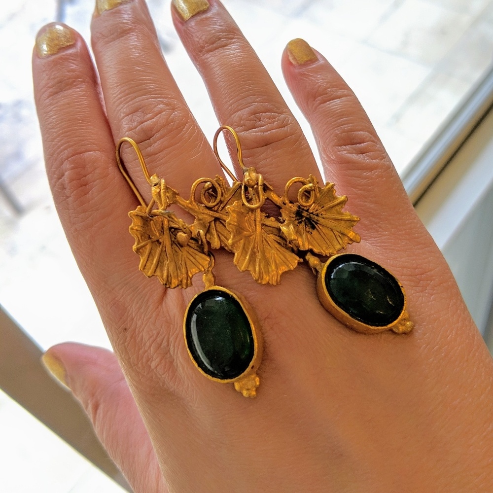 **SOLD** Fig Earrings // Jade // Handmade - Picture 3 of 3